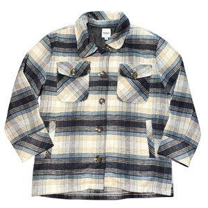 Kensie Plaid Shacket Women’s Small Blue Beige Fall Layering Oversized Jacket
